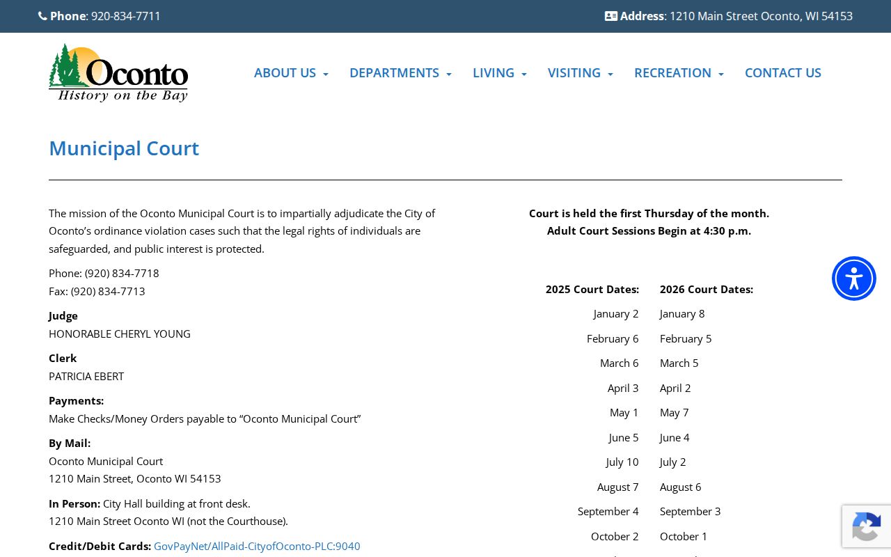Oconto court docket municipal court source