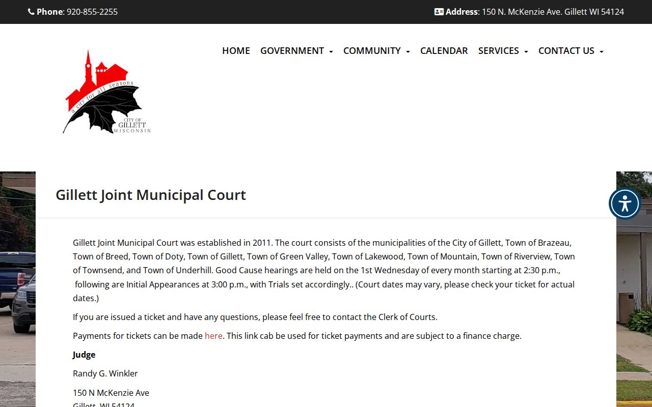 Gillett court docket joint municipal jurisdiction page