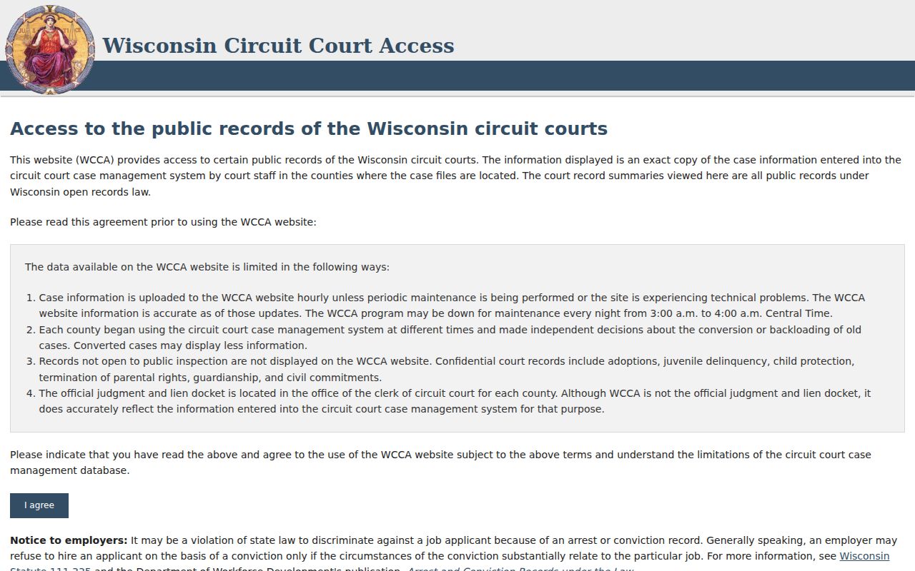 Wisconsin Circuit Court Access public case search